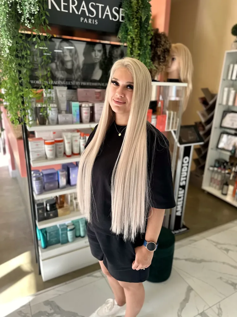 Extensii de păr drept, blond deschis